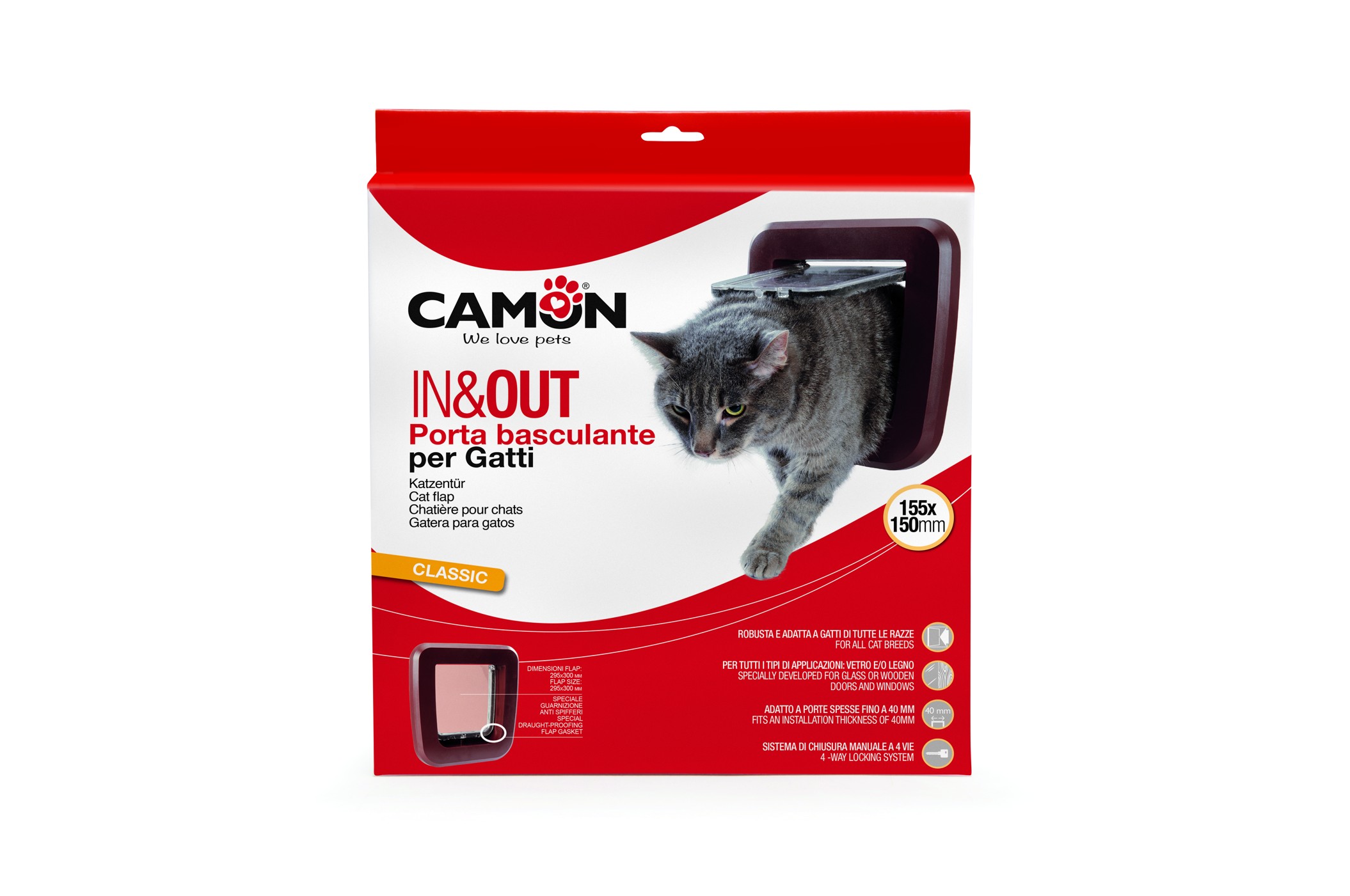 DVÍŘKA PRO KOČKU HNĚDÁ 15,5 cm x 15 cm