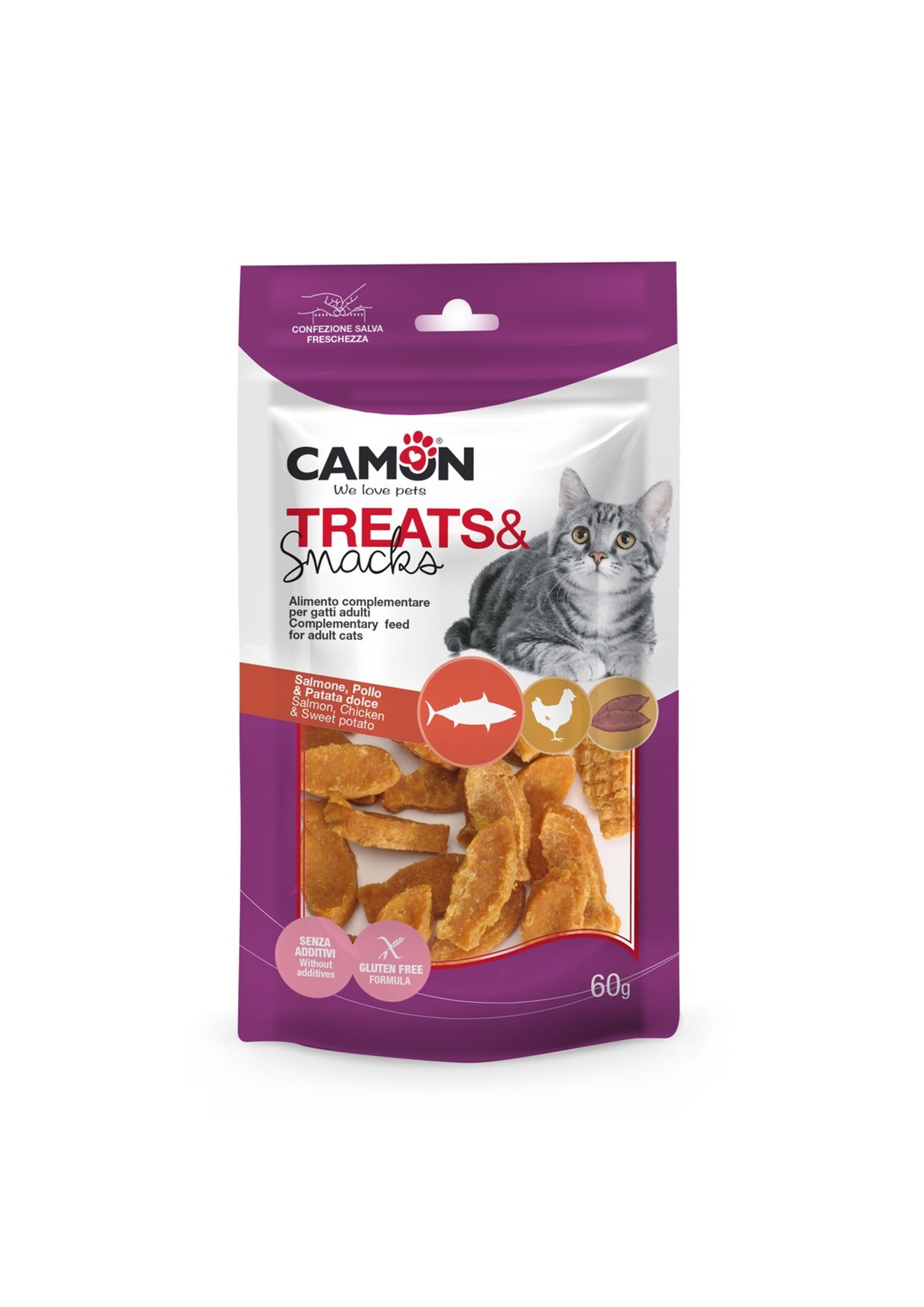 CAMON SNACKS CAT LOSOS + KUŘE + BATÁTA 3x0,8 cm 60 g