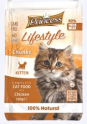 PRINCESS LIFESTYLE POUCHES CHUNKS 100G CHICKEN KITTEN