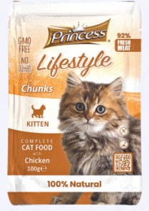detail PRINCESS LIFESTYLE POUCHES CHUNKS 100G CHICKEN KITTEN