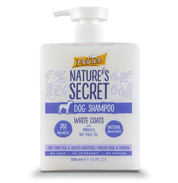 detail NATURES´S SECRET DOG SHAM WHITE COATS 500ML