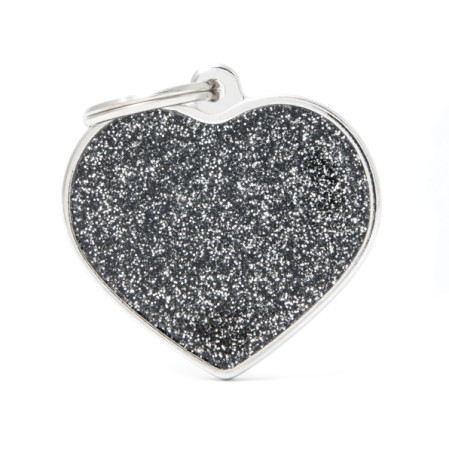 detail BIG HEART GLITTER BLACK