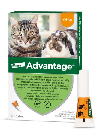 detail ADVANTAGE 4 X 0,4ML PRO KOCKY DO 4KG