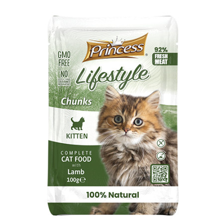 detail PRINCESS LIFESTYLE POUCHES CHUNKS 100G LAMB KITTEN