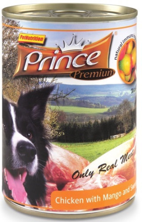 detail PRINCE PREMIUM KUŘE S MANGEM A SLADKÉ BRAMBORY 800G