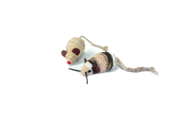 detail MYŠKA SISAL A MYŠKA PLYŠ 7 cm 2 ks