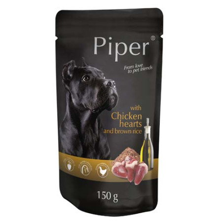 detail PIPER S KUŘECÍMI SRDÍČKY A HNĚDOU RÝŽÍ 150 g