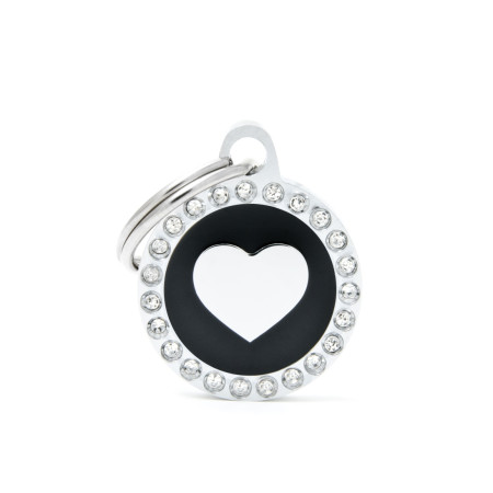 detail SMALL BLACK CIRCLE HEART GLAM
