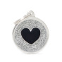 náhled GREY BIG GLITTER CIRCLE BLACK HEART