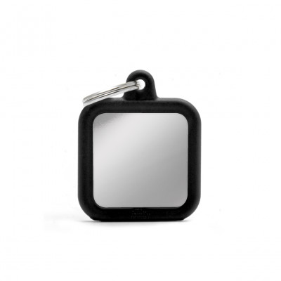 SQUARE CHROME PLATED BRASS BLACK RUBBER